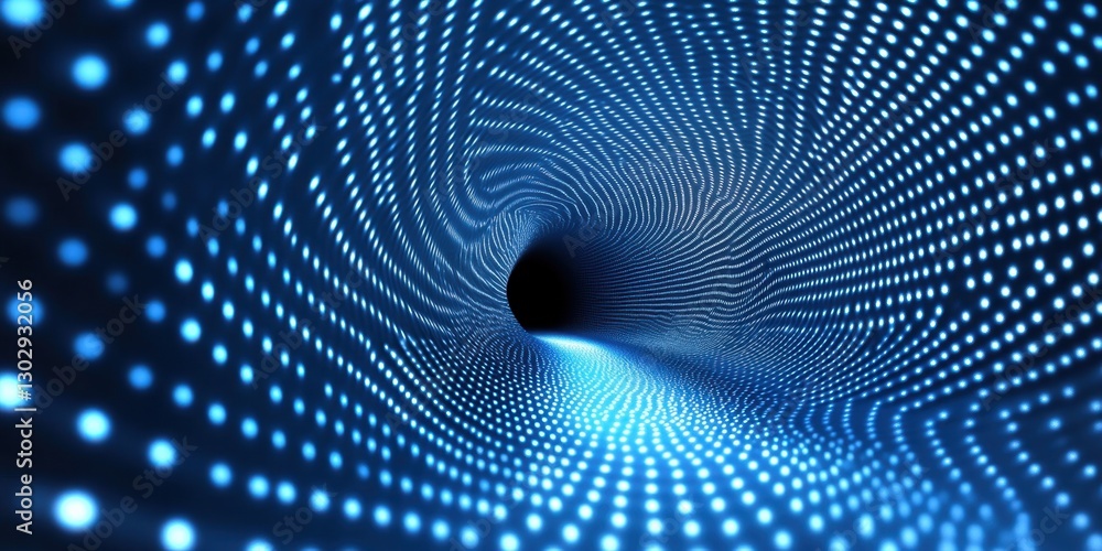 Obraz premium Hypnotic Blue Digital Tunnel with Pulsing Lights Creating a Sense of Depth and Movement