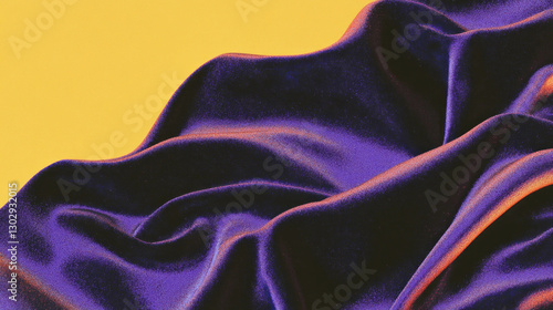 Vibrant purple velvet fabric texture on yellow background for design and decoration