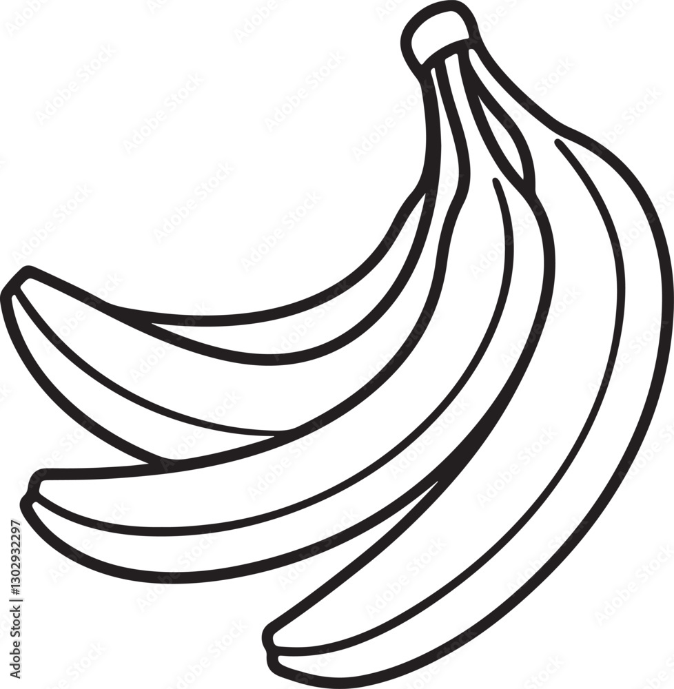 bananas line art, black outline, vector and illustration, coloring book page line art drawing bananas line art, black outline, vector and illustration, coloring book page line art drawing