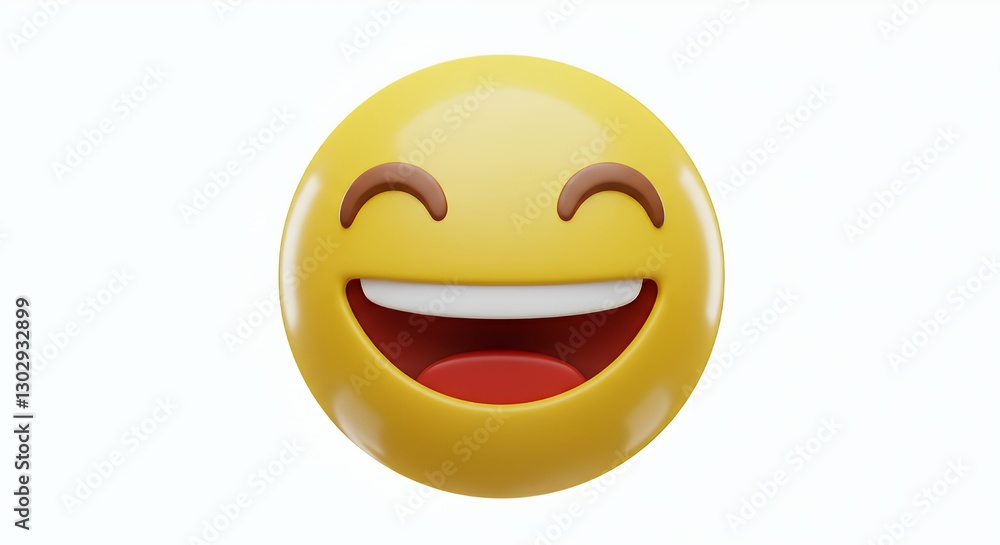 Fototapeta premium Laughing Emoji Face Render on Clean White Background Displaying Joy