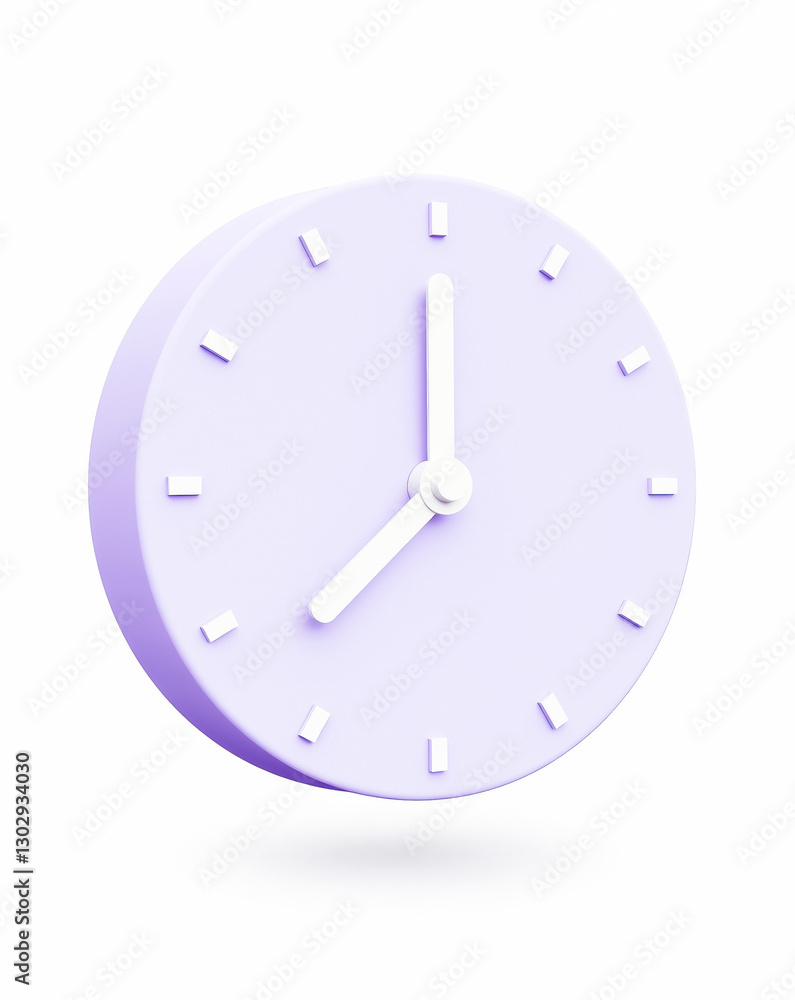 minimalist 3d rendering of a lavender analog clock minimalist 3d rendering of a lavender analog clock