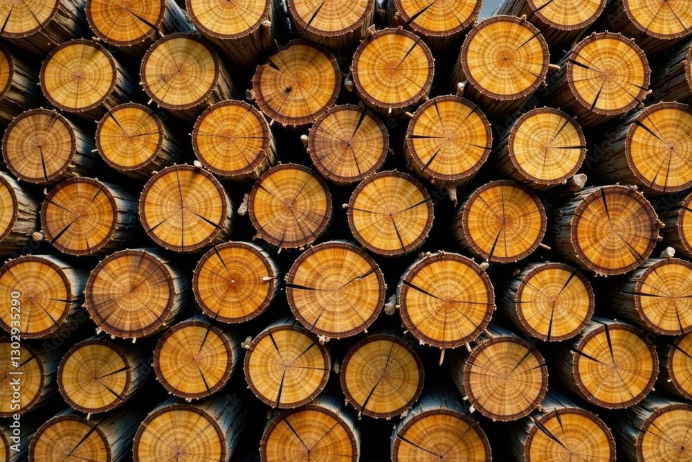 A Stack of Round Wood Logs Showing the Natural Grain and Texture of the Wood A Stack of Round Wood Logs Showing the Natural Grain and Texture of the Wood
