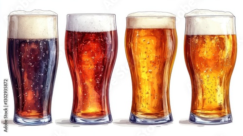 Wallpaper Mural glasses of beer isolated,cartoon illustration Torontodigital.ca