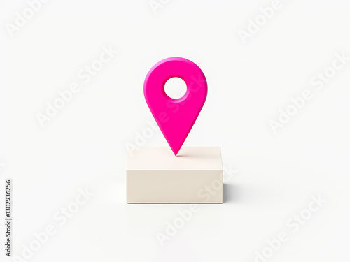 Free Download three-dimensional pink location marker pin on a white cube - GFXLoad