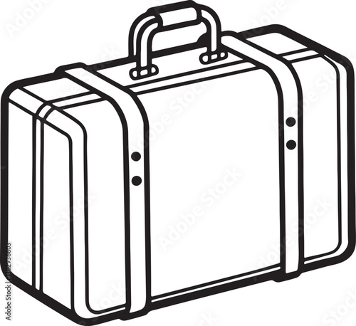 baggage line art, black outline, vector and illustration, coloring book page line art