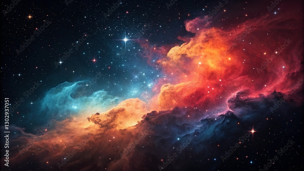 Obraz premium Colorful cosmic nebula in deep space with glowing stars