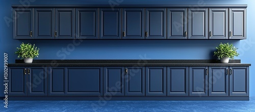 Modern Blue Kitchen Cabinets With Granite Countertop