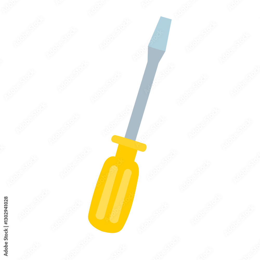 Fototapeta premium Vector Single Color Flat Icon - Screwdriver Tool with Yellow Handle