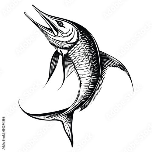 swordfish coloring book page design