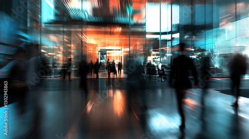 Wallpaper Mural Blurred motion of people in a modern building. Torontodigital.ca