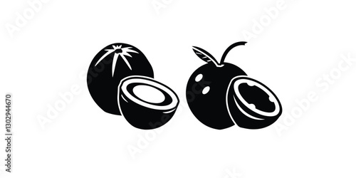 Print   Coconut vector icon   isolated on white background