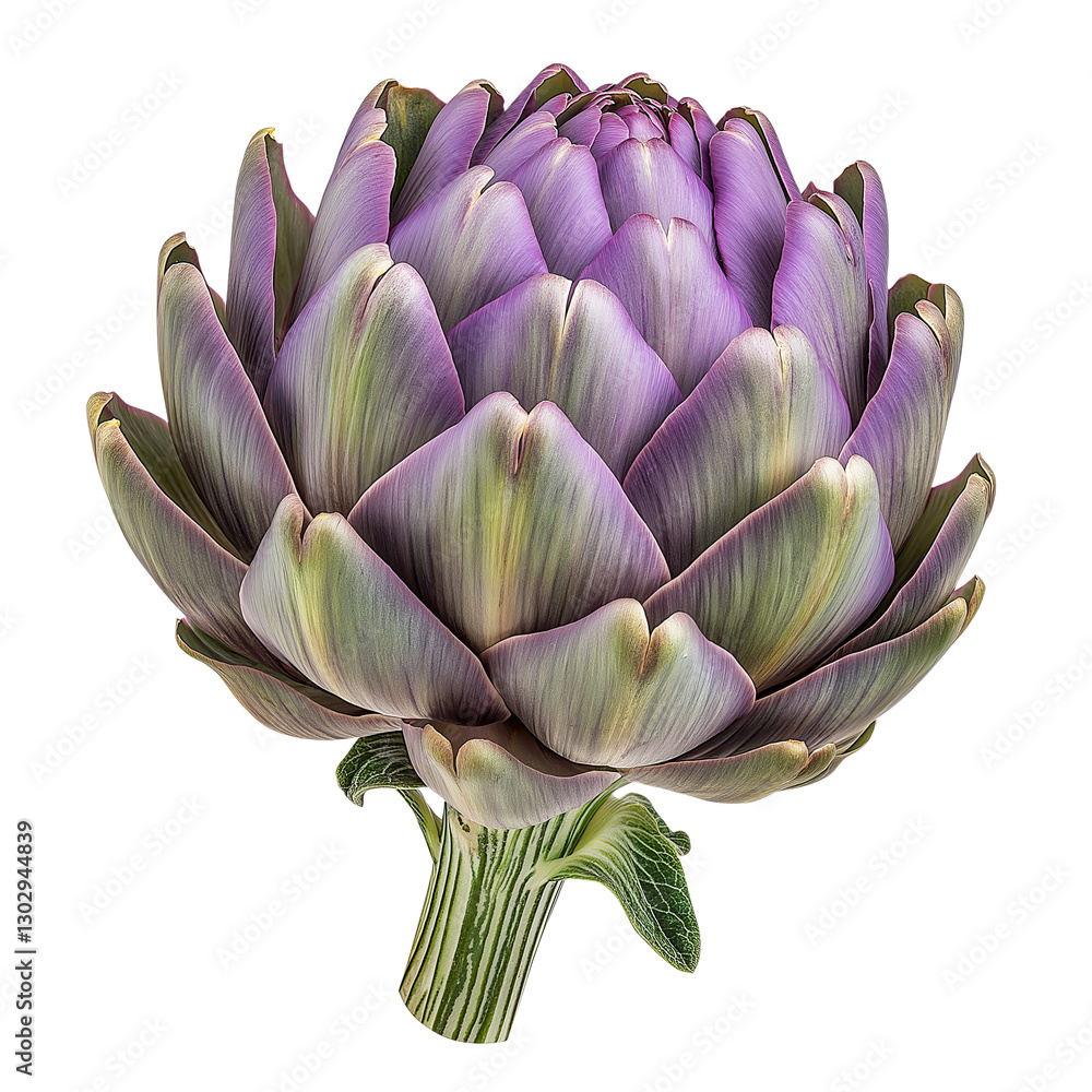 Fototapeta premium Purple artichoke head isolated on transparent background