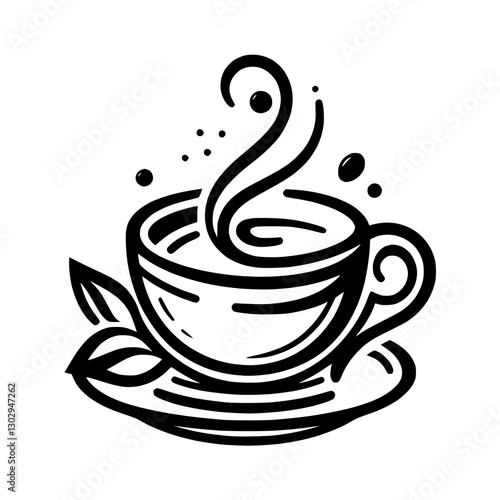 steaming coffee cup icon representing warmth and comfort concept
