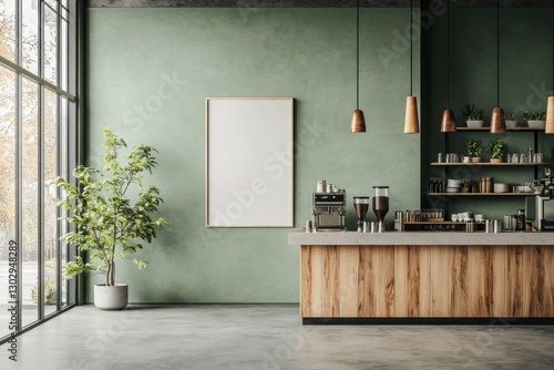Modern cafe interior with blank poster (1)
