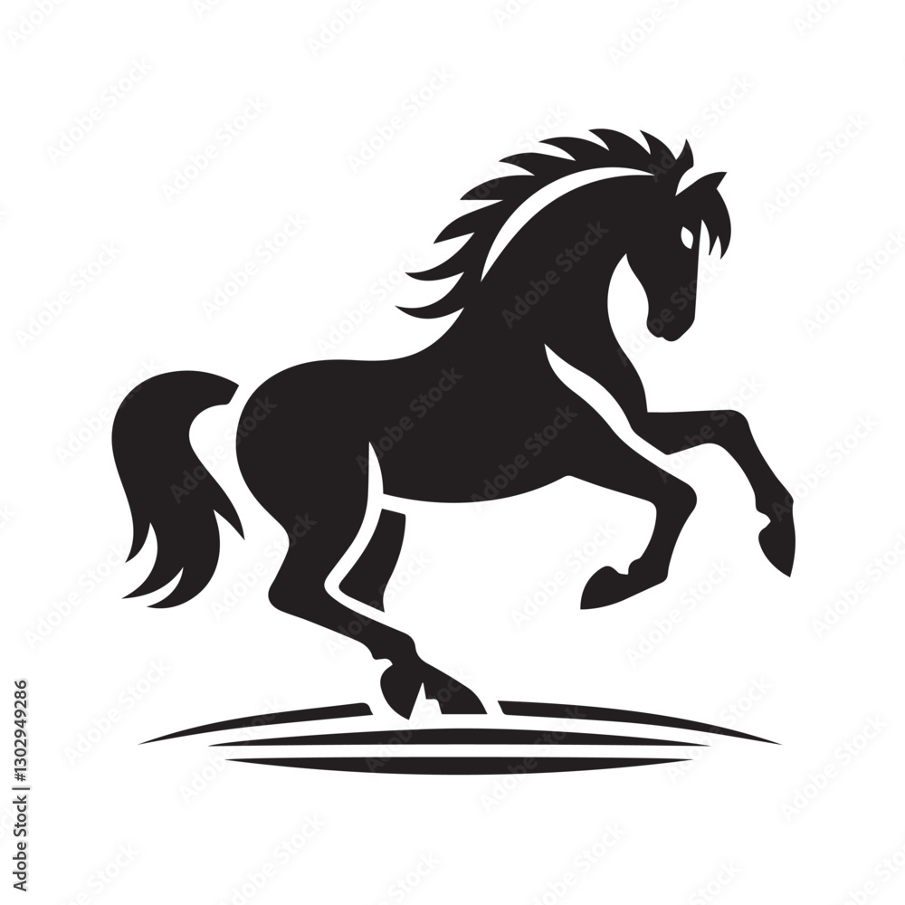 Powerful Black Horse Silhouette Vector Graphic Powerful Black Horse Silhouette Vector Graphic
