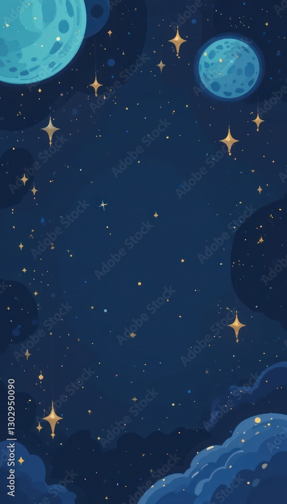 Fantasy Universe: Serene starry night with planets and cosmic dust graphic Fantasy Universe: Serene starry night with planets and cosmic dust graphic
