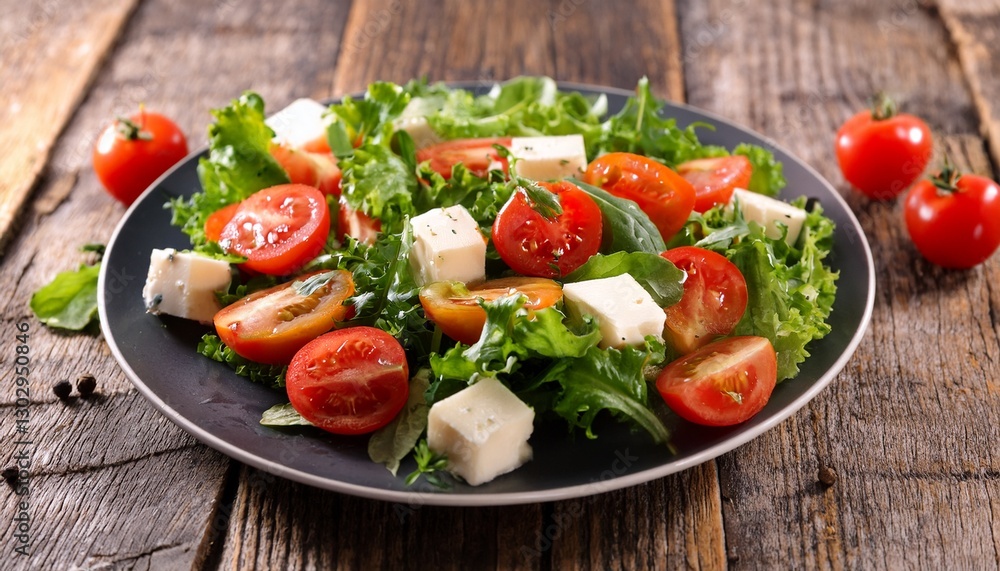 fresh salad with tomatoes and cheese fresh salad with tomatoes and cheese