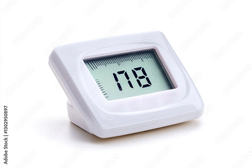 Digital thermometer displaying temperature reading in a clean, bright setting with soft shadows Digital thermometer displaying temperature reading in a clean, bright setting with soft shadows