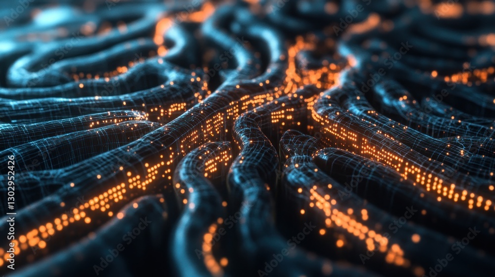 Abstract Digital Waveform: Glowing Network of Data Streams Abstract Digital Waveform: Glowing Network of Data Streams
