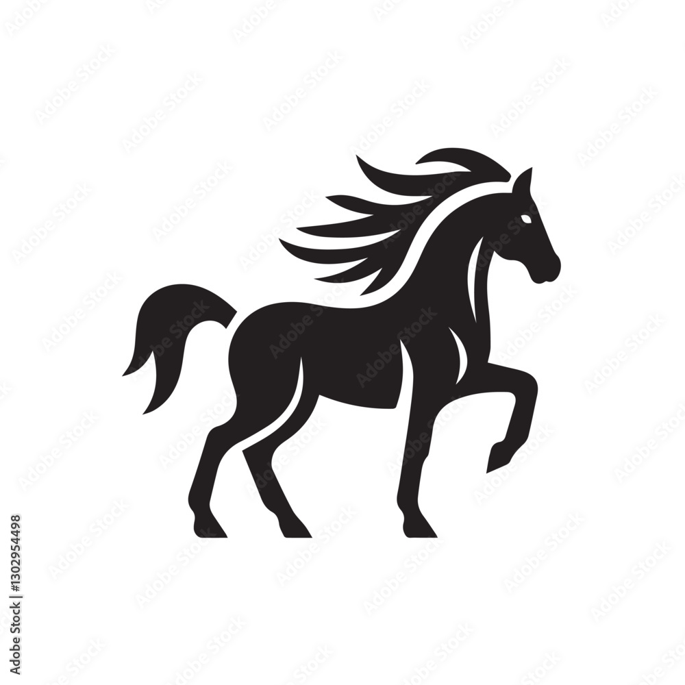 Powerful Black Horse Silhouette Vector Graphic Powerful Black Horse Silhouette Vector Graphic