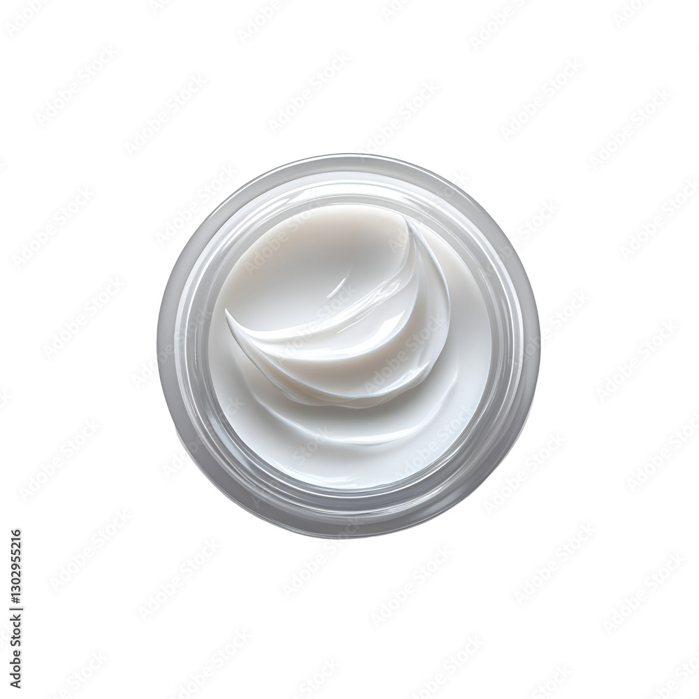 Creamy White Face Cream in Jar Top View Creamy White Face Cream in Jar Top View