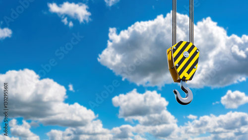 Crane hook on sky backgroun...