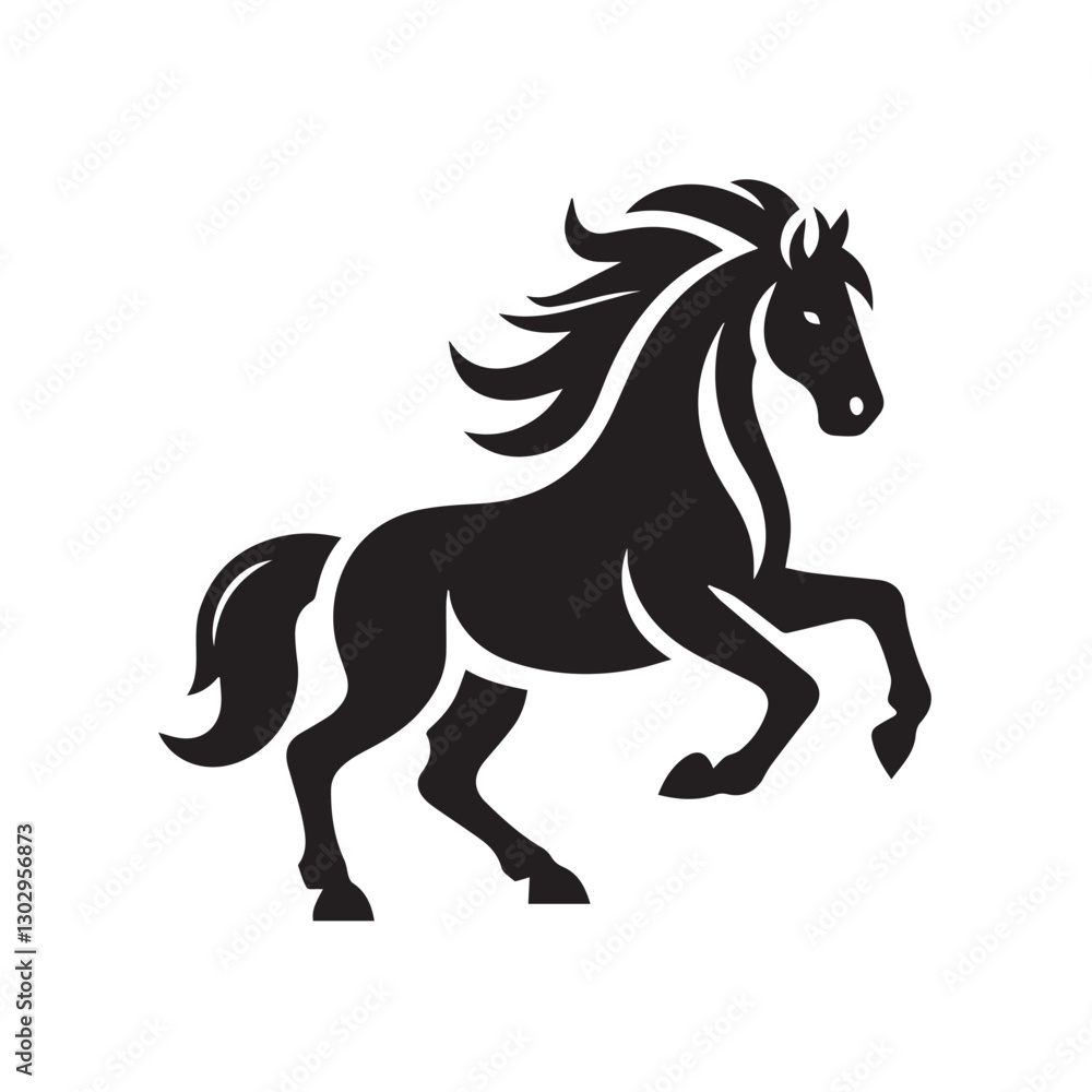 Powerful Black Horse Silhouette Vector Graphic Powerful Black Horse Silhouette Vector Graphic