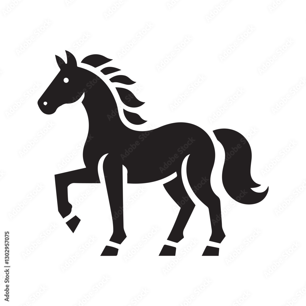Powerful Black Horse Silhouette Vector Graphic Powerful Black Horse Silhouette Vector Graphic