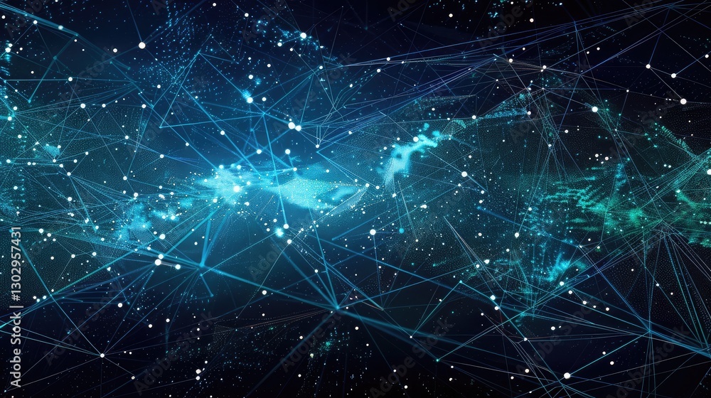 Futuristic Digital Network with Cosmic Elements Futuristic Digital Network with Cosmic Elements