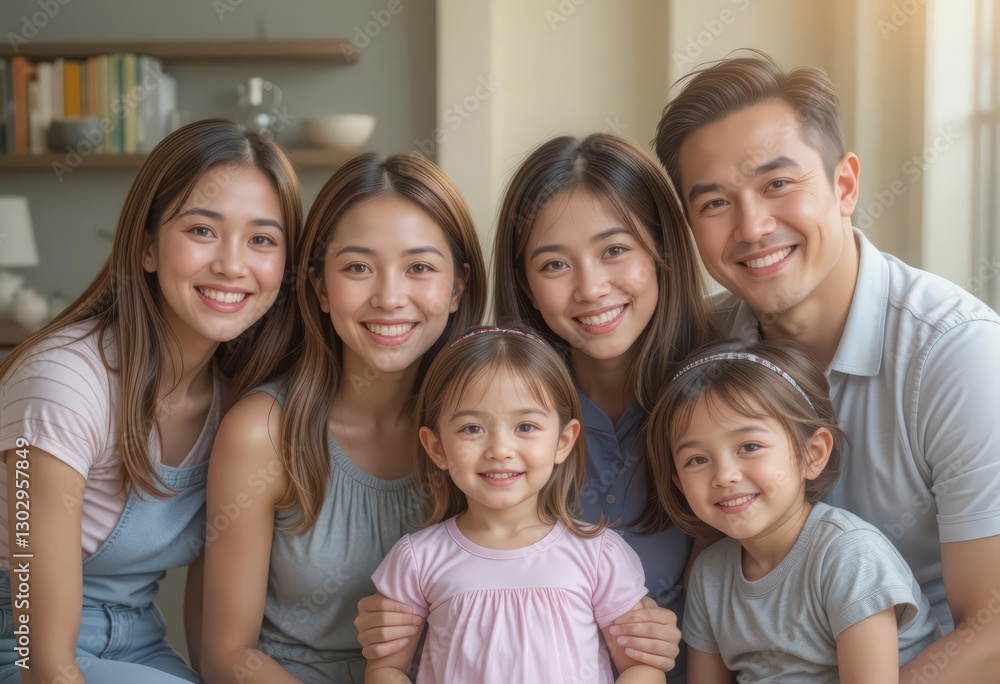 Happy asian family smiling together Happy asian family smiling together