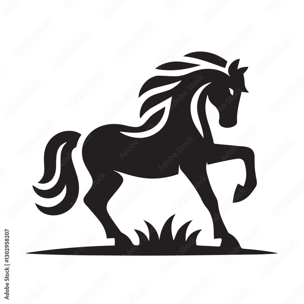Powerful Black Horse Silhouette Vector Graphic Powerful Black Horse Silhouette Vector Graphic