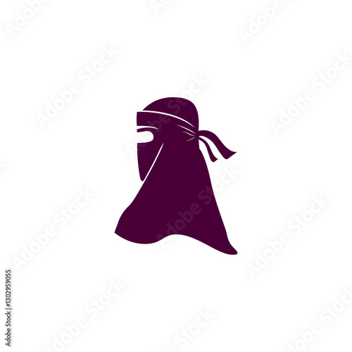 The niqab hijab is dark purple on a white background