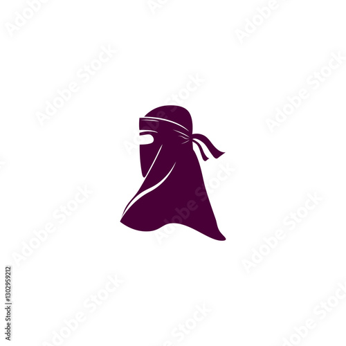 The niqab hijab is dark purple on a white background