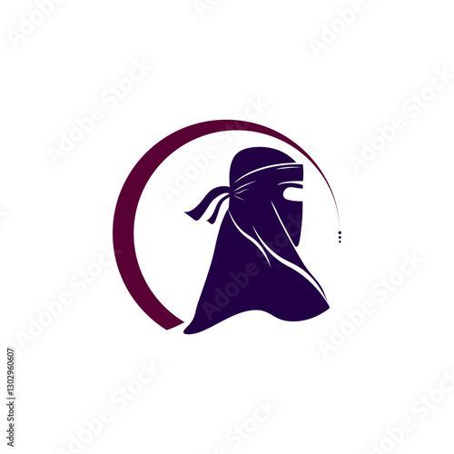 The niqab hijab is dark blue with a white background