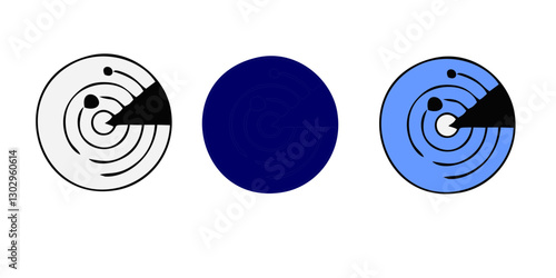 Radar vector icons. Signal concentric circles. Sonar sound waves isolated on white background. Fat style vector illustration EPS 10.