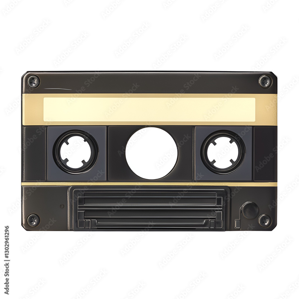 Naklejka premium Vintage Audio Cassette Tape Retro Music Technology Blank Label,