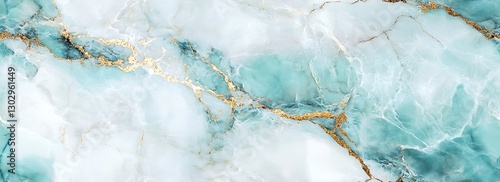 Abstract turquoise and white swirls marble seamless pattern background