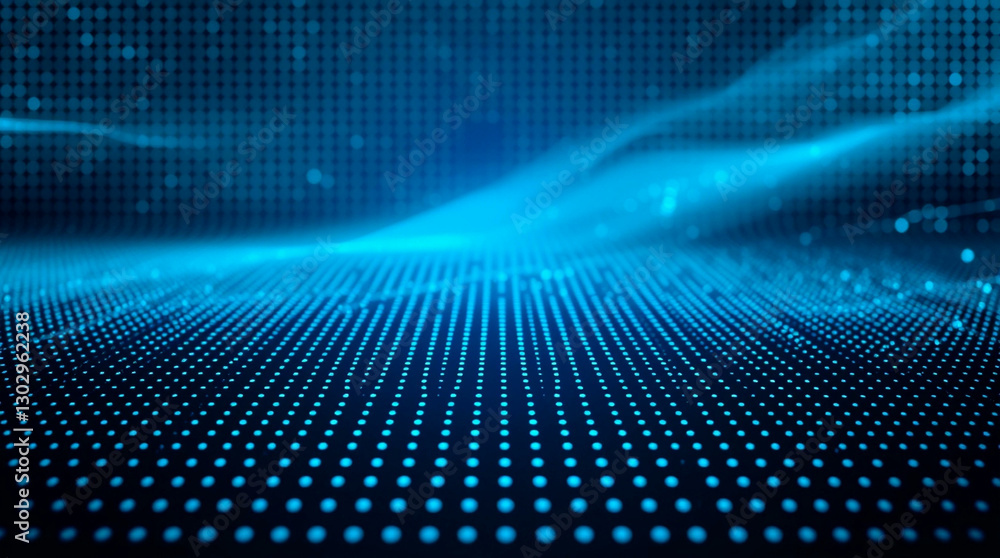 Abstract blue glowing dots with light flares, digital landscape, futuristic wave, ideal for technology, innovation, or digital media backgrounds. Abstract blue glowing dots with light flares, digital landscape, futuristic wave, ideal for technology, innovation, or digital media backgrounds.