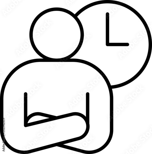 Person with clock, signifying waiting or time. line icon