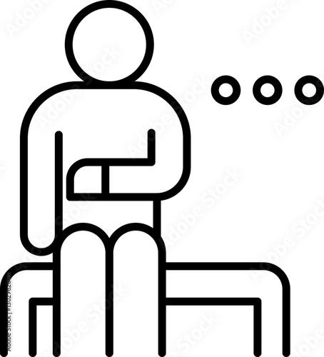 Minimalist illustration of a seated person. line icon