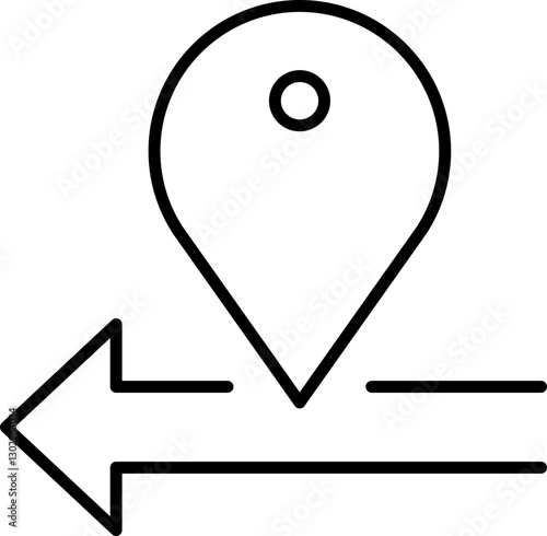 Location pin with directional arrow icon line icon
