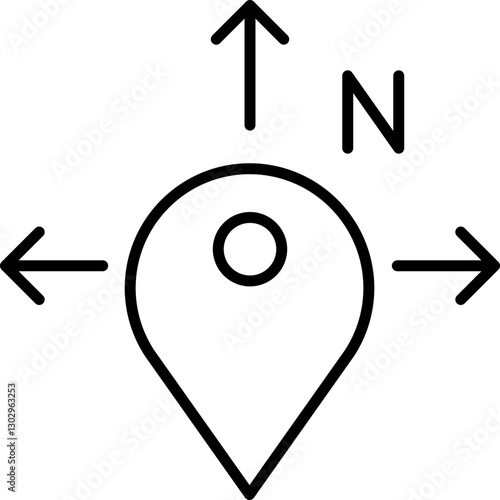 Location pin with directional arrows line icon