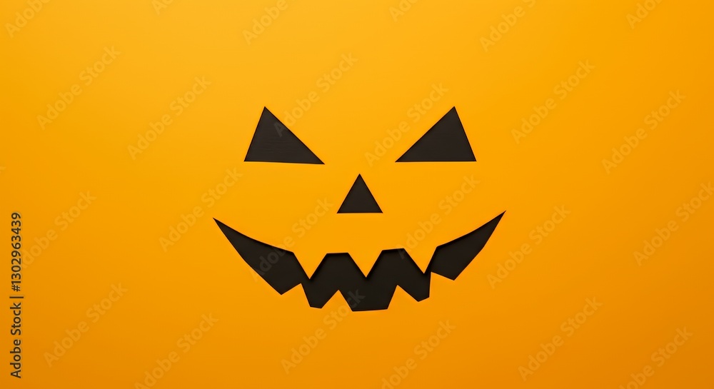Spooky Pumpkin Face Cutout on Orange Paper for Halloween Spooky Pumpkin Face Cutout on Orange Paper for Halloween