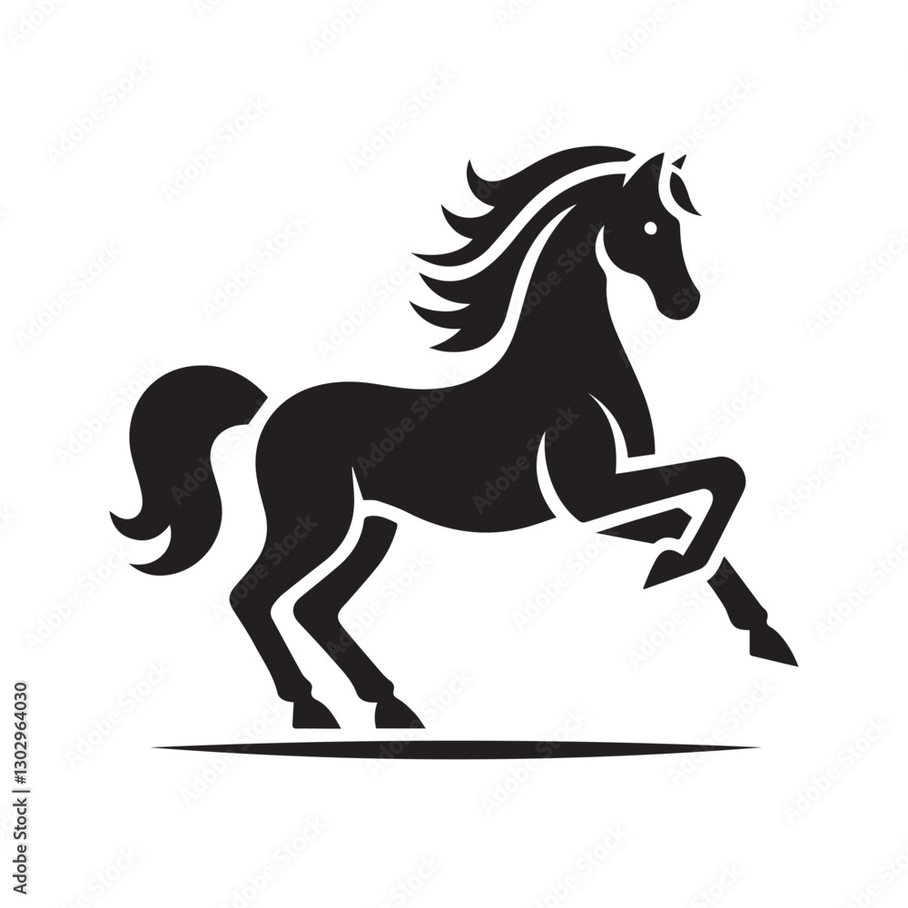 Powerful Black Horse Silhouette Vector Graphic Powerful Black Horse Silhouette Vector Graphic