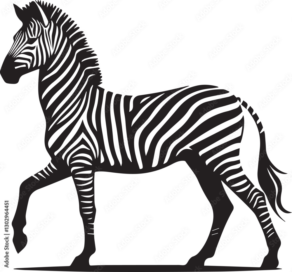 Obraz premium black zebra vector illustration, zebra vector, zebra silhouette logo vector, zebra vector black and white background full body