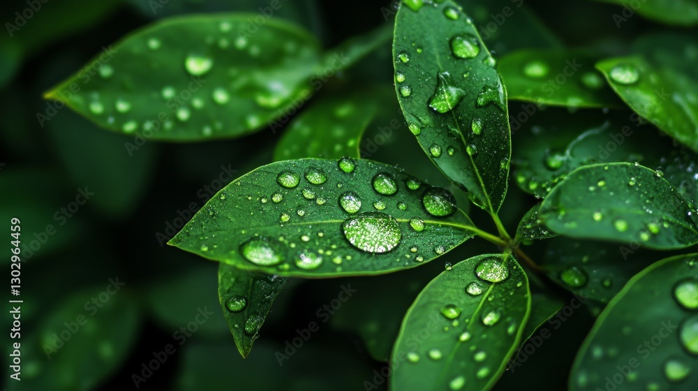 Close-up of water droplets on leaves, macro photography, fresh and natural Close-up of water droplets on leaves, macro photography, fresh and natural