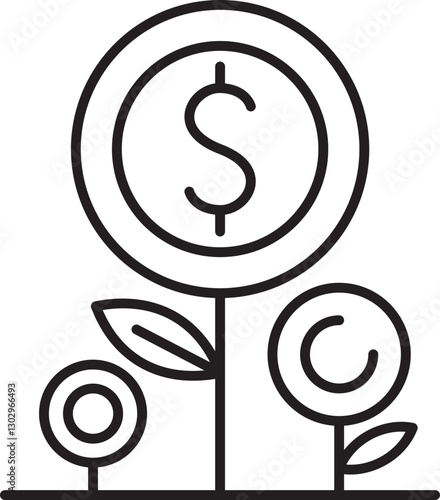 Financial growth concept illustration line icon