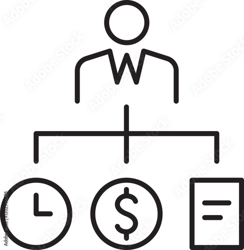 Business management illustration with icons line icon