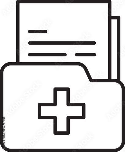 Medical folder with documents inside line icon
