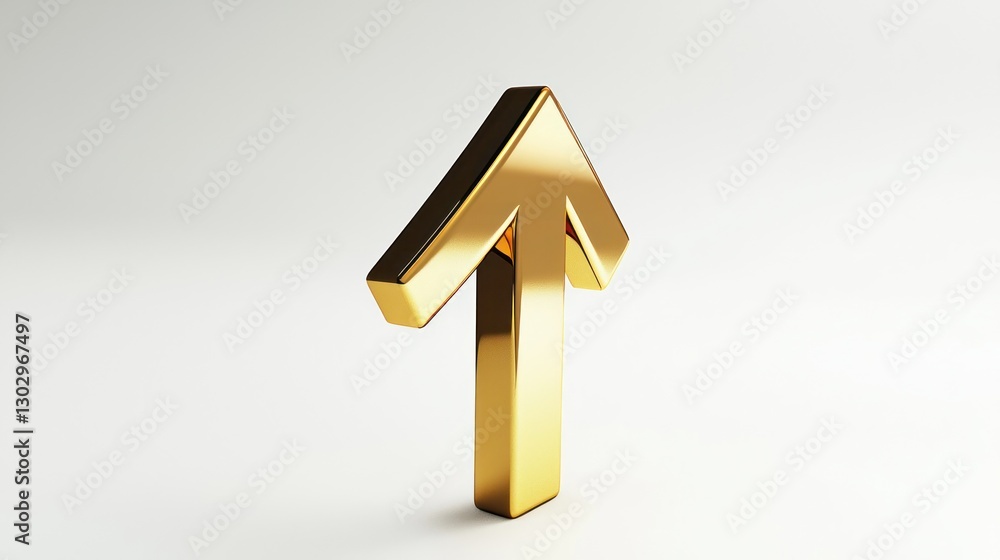 Golden 3D Up Arrow Icon for Progress Golden 3D Up Arrow Icon for Progress